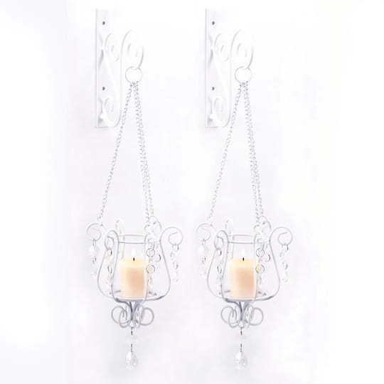 19.5" Bedazzling Pendant Candle Wall Sconce, 2ct.